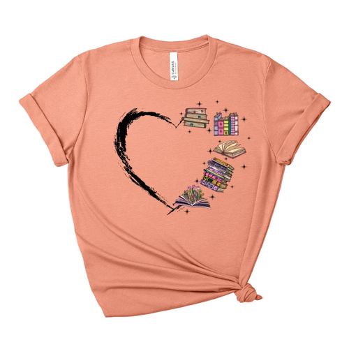 Book Heart Tee – Short Sleeve Graphic T-Shirt