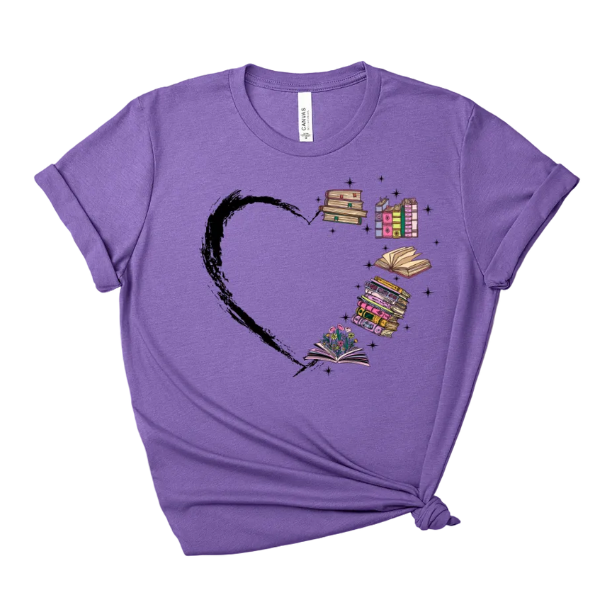 Book Heart Tee – Short Sleeve Graphic T-Shirt