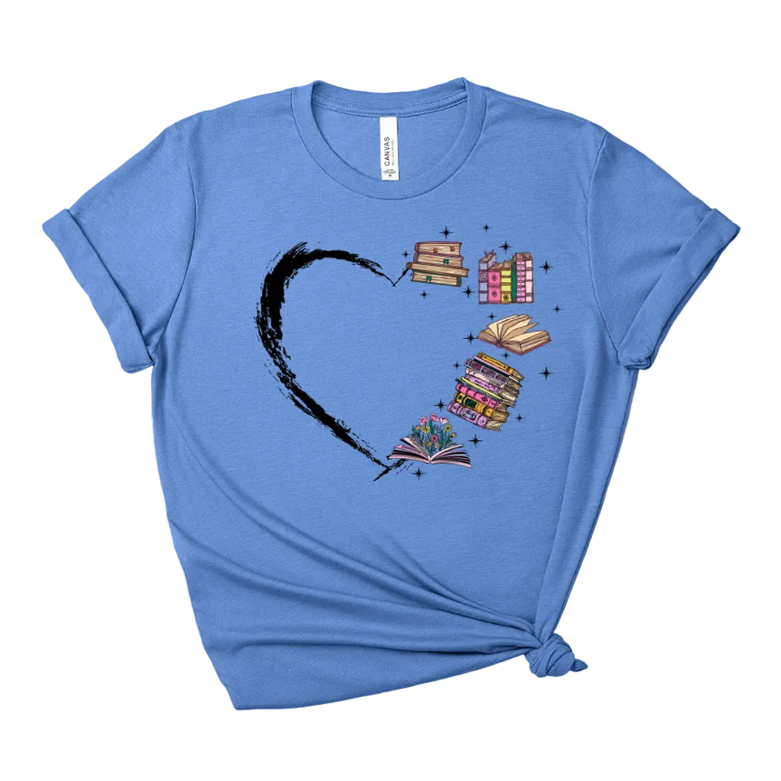 Book Heart Tee – Short Sleeve Graphic T-Shirt