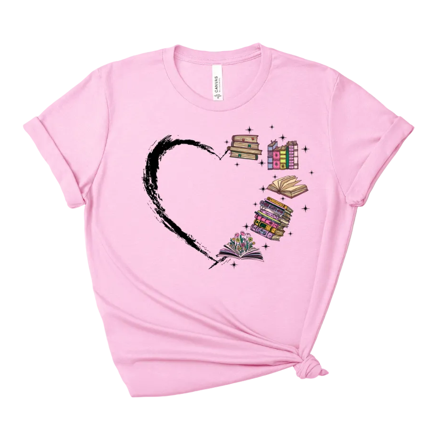 Book Heart Tee – Short Sleeve Graphic T-Shirt
