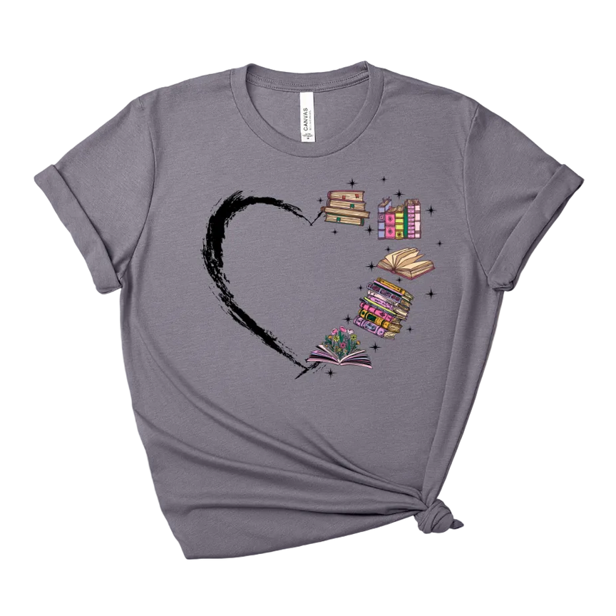 Book Heart Tee – Short Sleeve Graphic T-Shirt