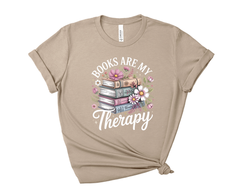 Books Are My Therapy Floral Tee - Bookish Graphic Shirt