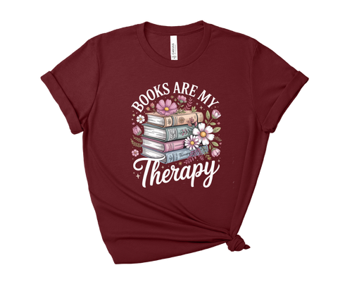 Books Are My Therapy Floral Tee - Bookish Graphic Shirt