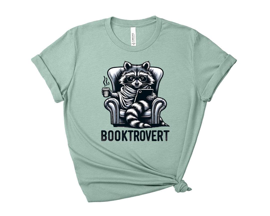 Booktrovert Raccoon Tee – Short Sleeve Graphic T-Shirt