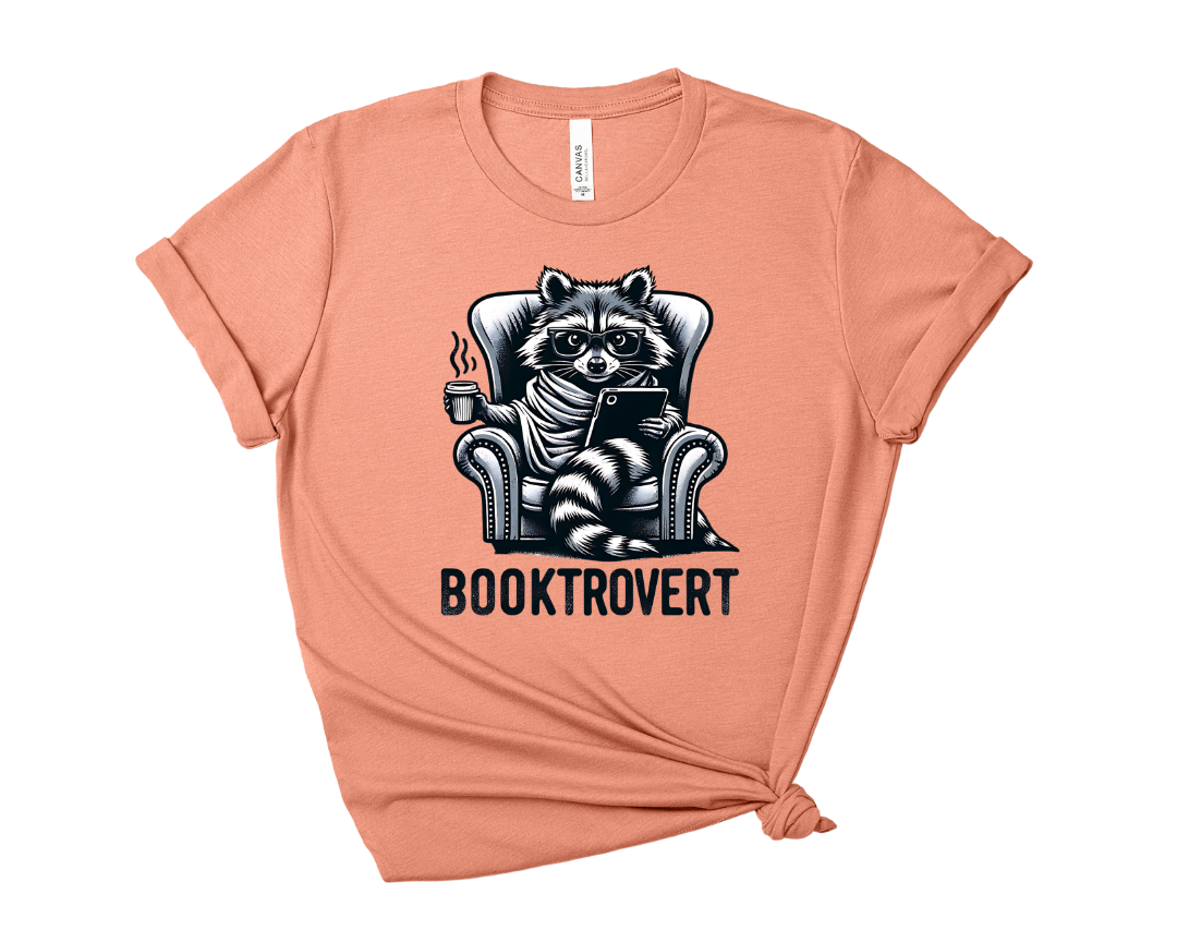 Booktrovert Raccoon Tee – Short Sleeve Graphic T-Shirt